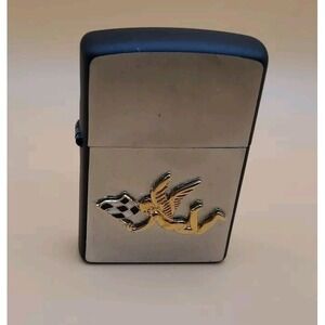 Zippo Lighter Racing Finish Line Medallion Silver And Black, New, USA